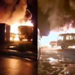 Dez ônibus foram incendiados em nova onde de ataque em Rondônia — Foto: Reprodução Redes Sociais
