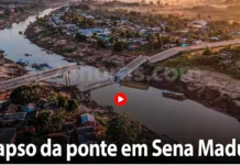 Três anos depois de construída, ponte desaba em Sena Madureira, no Acre (vídeo)