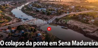 Três anos depois de construída, ponte desaba em Sena Madureira, no Acre (vídeo)