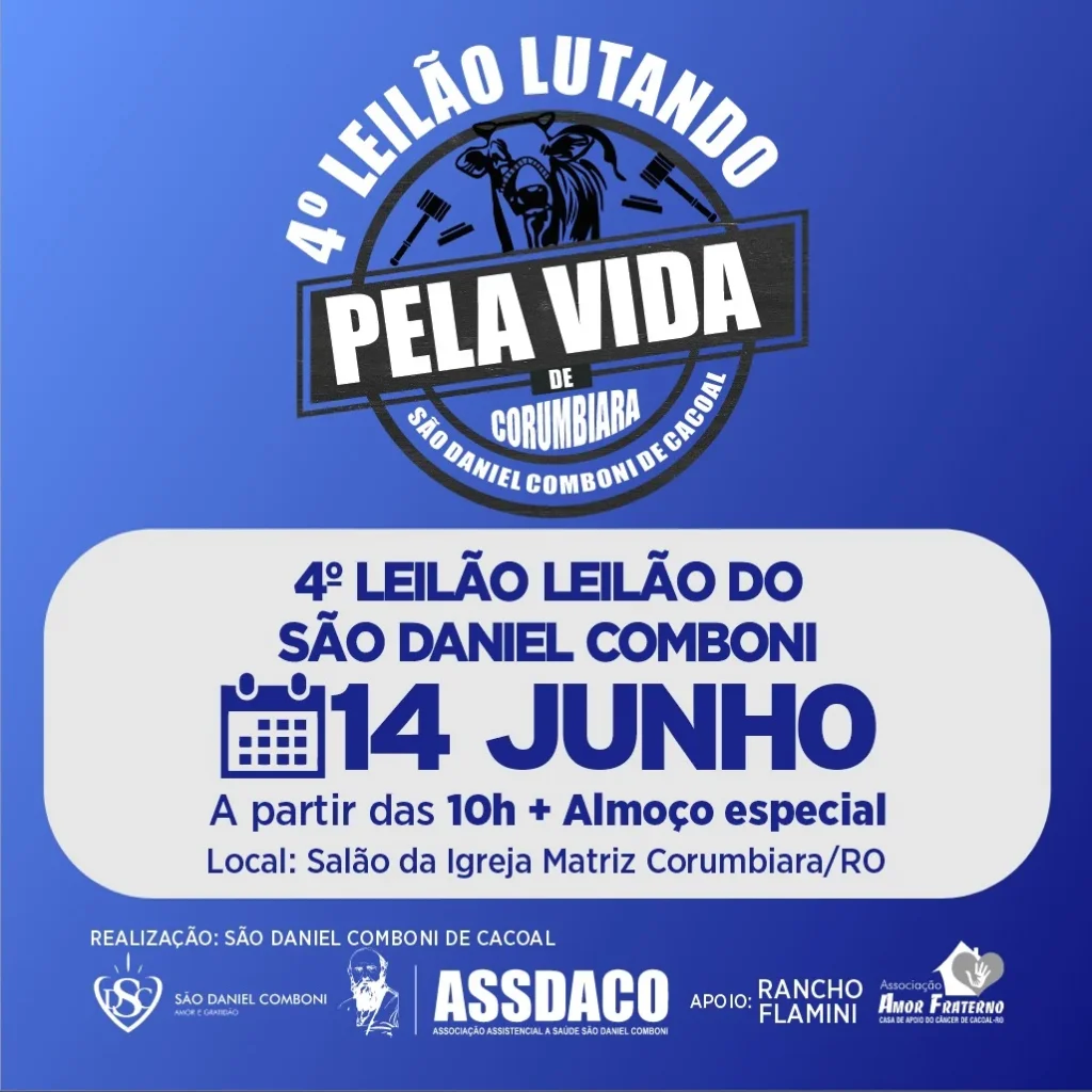 Corumbiara recebe, neste domingo, o 4º Leilão “Lutando Pela Vida” em apoio a pacientes oncológicos