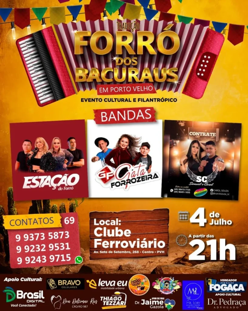 Tradicional "Forró dos Bacuraus" confirma nova edição em Porto Velho como o maior evento do gênero na região