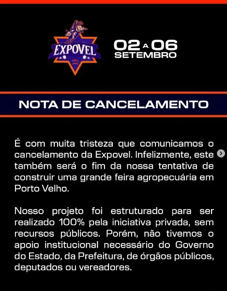 Sonho de ressuscitar Expovel naufraga mais uma vez e organização acusa falta de colaboração oficial