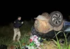 Prisma capota na ribanceira da ‘Curva da Morte’, deixa uma morta e três feridos, na nova BR-364