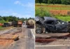 Bagaceira na nova 364 – Batida entre carreta e carro de passeio deixa três feridos, entre Ouro Preto e Jipa